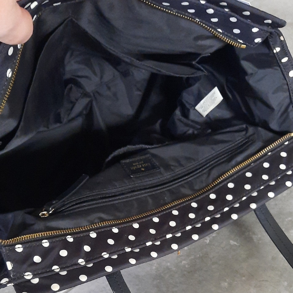 Kate Spade Black Tote Diaper Bag with White Dots - Picture 12 of 16